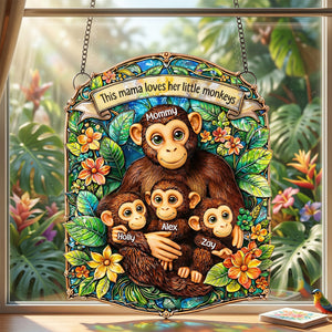 Monkey Mom Suncatcher Ornament Personalized Mother's Day Gifts 06TOMG030326-Homacus