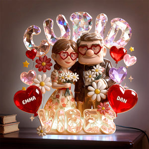 Old Couple Acrylic Light Box Personalized Gifts For Couple 06PADT210126-Homacus
