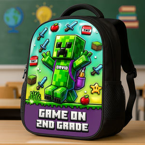 Green Pixel Hero School Bag - Personalized Gifts For Kids 02tgta070825-Homacus
