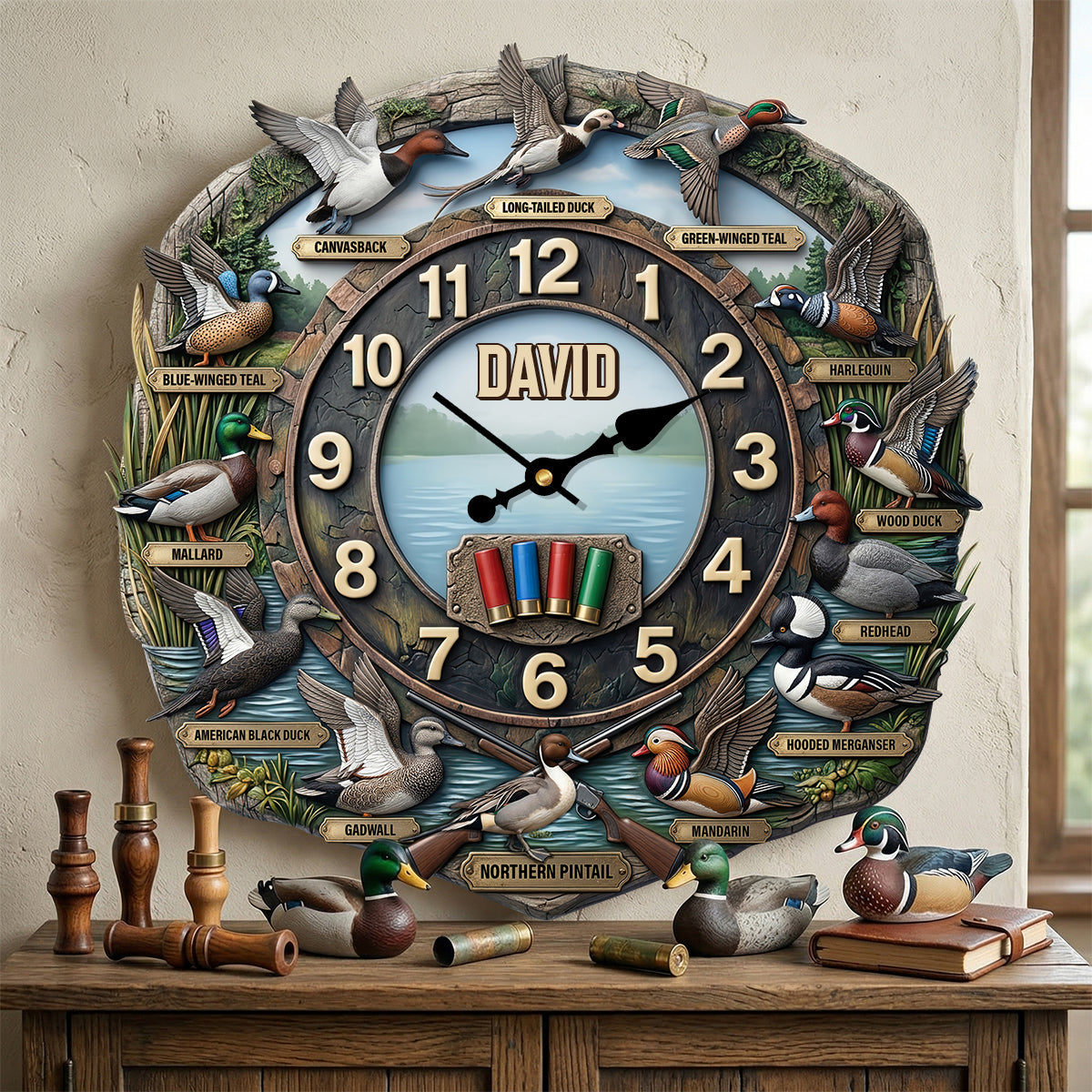 Duck Hunting Hanging Wall Clock - Personalized Gifts For Hunters 02hutn240326-Homacus
