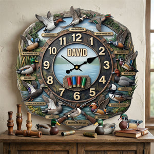 Duck Hunting Hanging Wall Clock - Personalized Gifts For Hunters 02hutn240326-Homacus