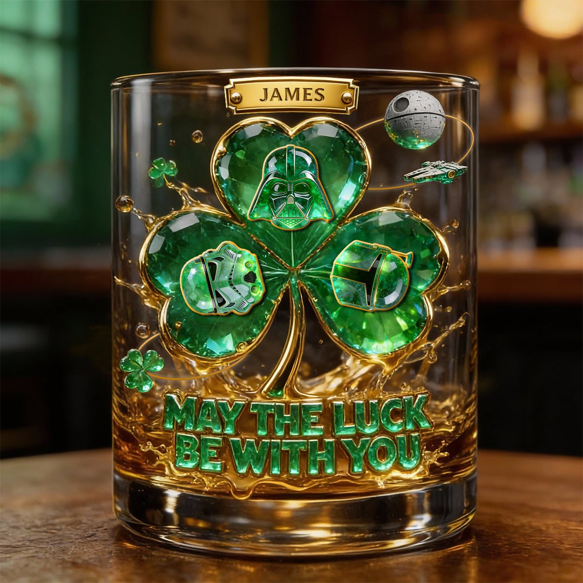 Good Luck From Outer Space Fun Patricks's Day Round Glass, Personalized Gifts 01QHTN040226-Homacus