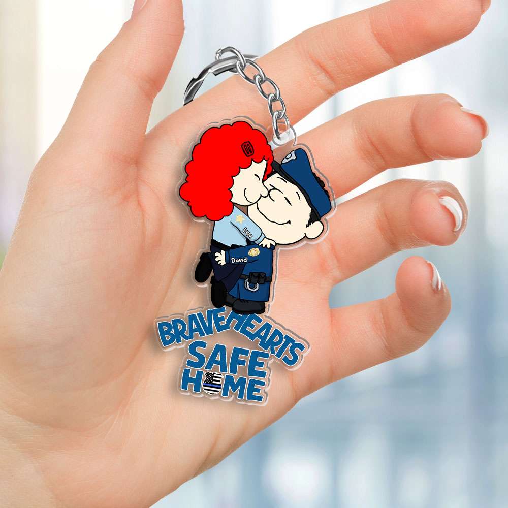 Personalized Gifts For Couple Keychain Police Couple 052OHMH180125HG-Homacus