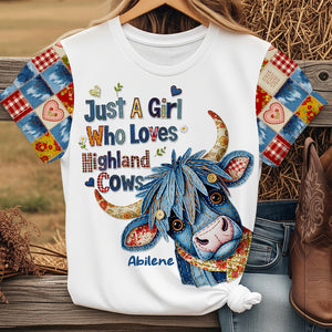 Highland Cow Girl Shirt Personalized Gifts For Cow Lovers 04NADT180625-Homacus