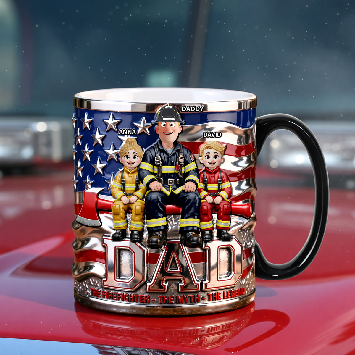 Proud American Firefighter Dad Magic Mug, Personalized Gifts For Firefighter Dads 01QHQN230526-Homacus