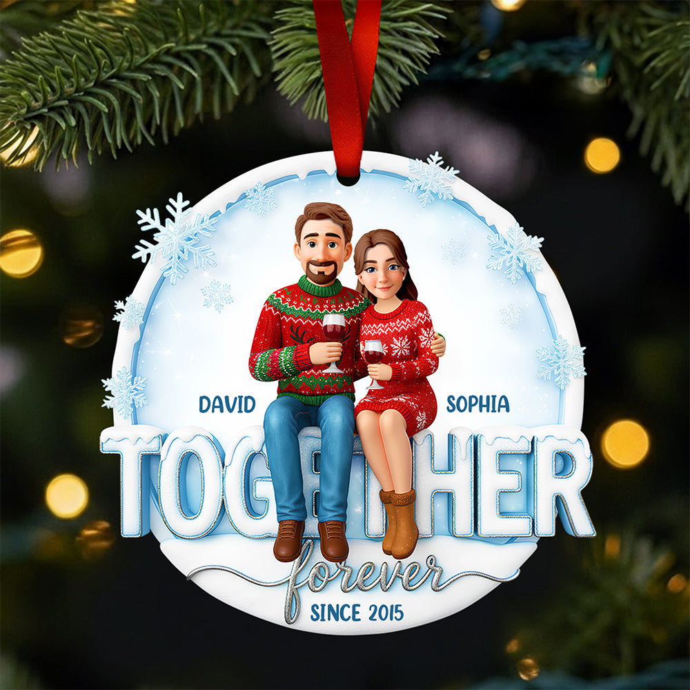 Couple Forever Christmas Ornament Personalized Gifts For Couple 01HUDT271025-Homacus