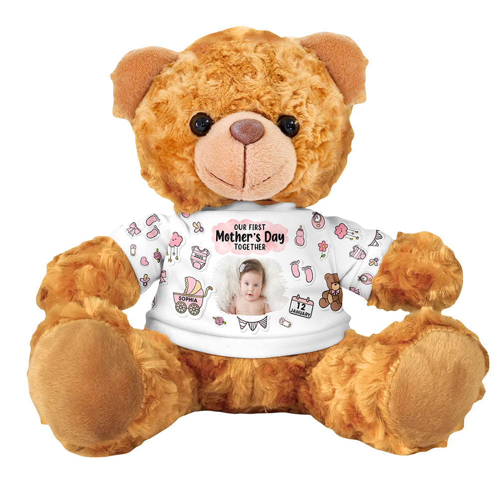Custom Baby Photo Gifts For Mom Bear With Shirt 04tgqn030325 Our First Mother's Day Together-Homacus