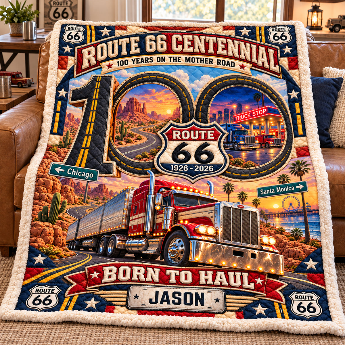 Trucking On Legendary Road Blanket - Personalized Gifts For Truckers 07halu091026-Homacus