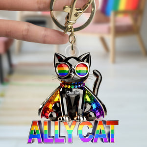 Ally Cat Keychain Personalized Gifts For LGBT+ Pride 08TGDT280525-Homacus
