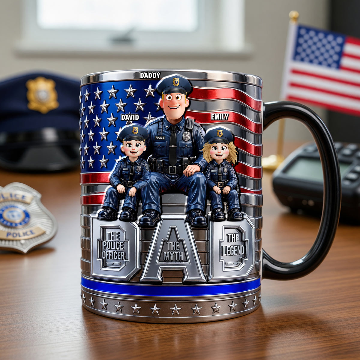 American Police Dad Magic Mug - Personalized Gifts For Police Officer, Sheriff, Captain Dad 05qhqn220526-Homacus