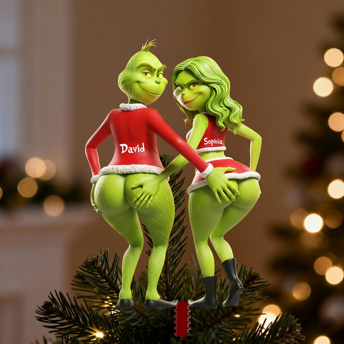 Flirty Couple Christmas Tree Topper - Personalized Gift For Couples 07OHLU201125-Homacus