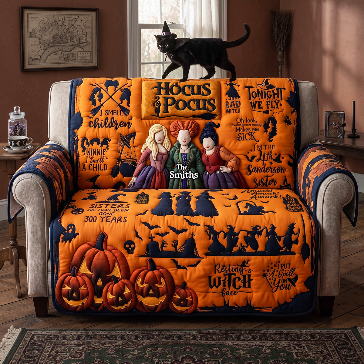 Fun Bad Witches Quilted Sofa Cover - Personalized Gifts 01qhta150826
