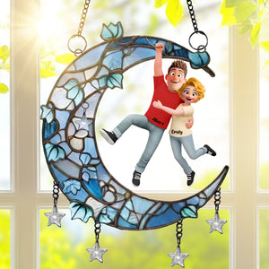 Fun Hanging Couple Moon Suncatcher Ornament - Personalized Gifts For Couple 03qhqn011225-Homacus