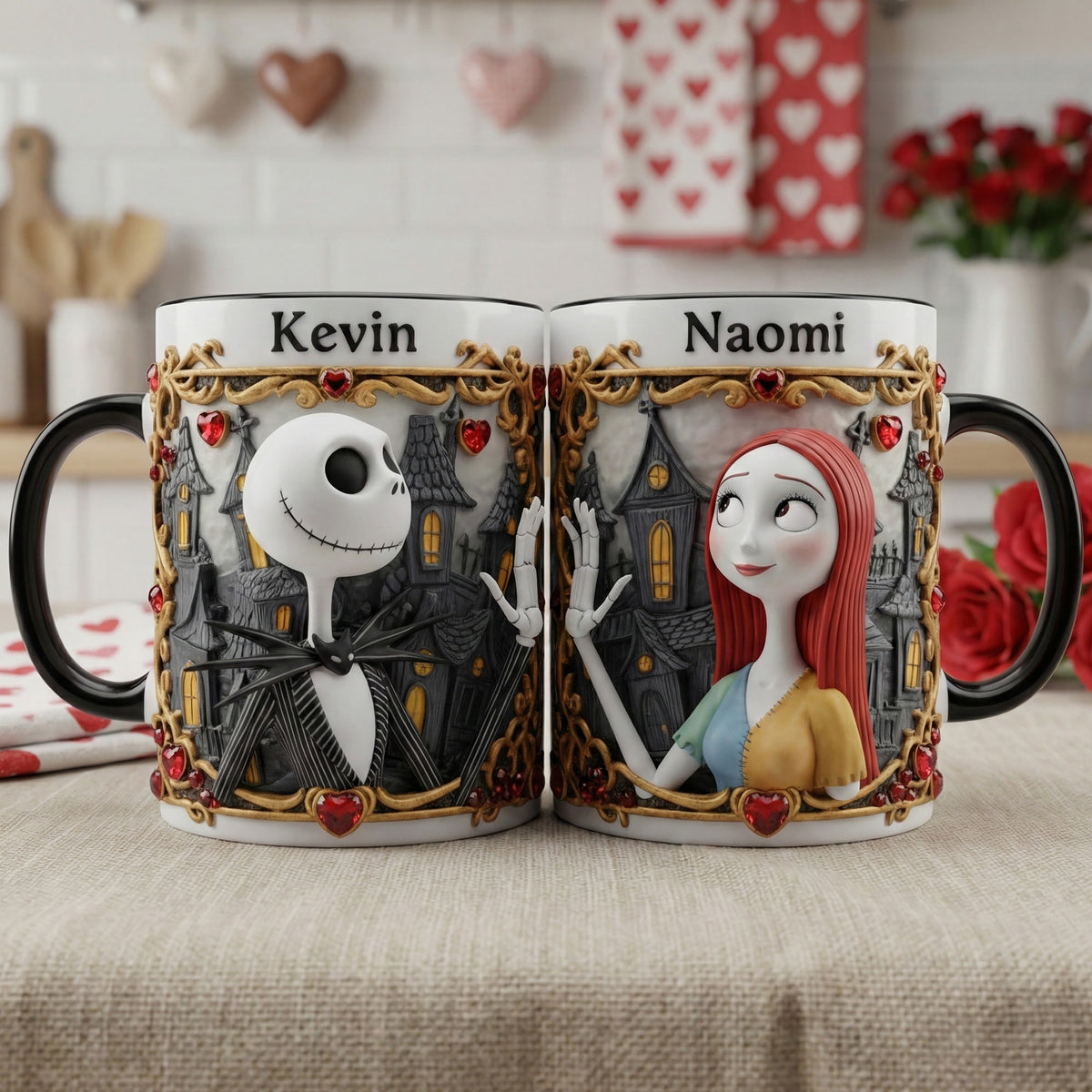 Set Of 2 Coffee Mugs - Skeleton Couple - Personalized Coffee Mug Set 04kimg160126-Homacus