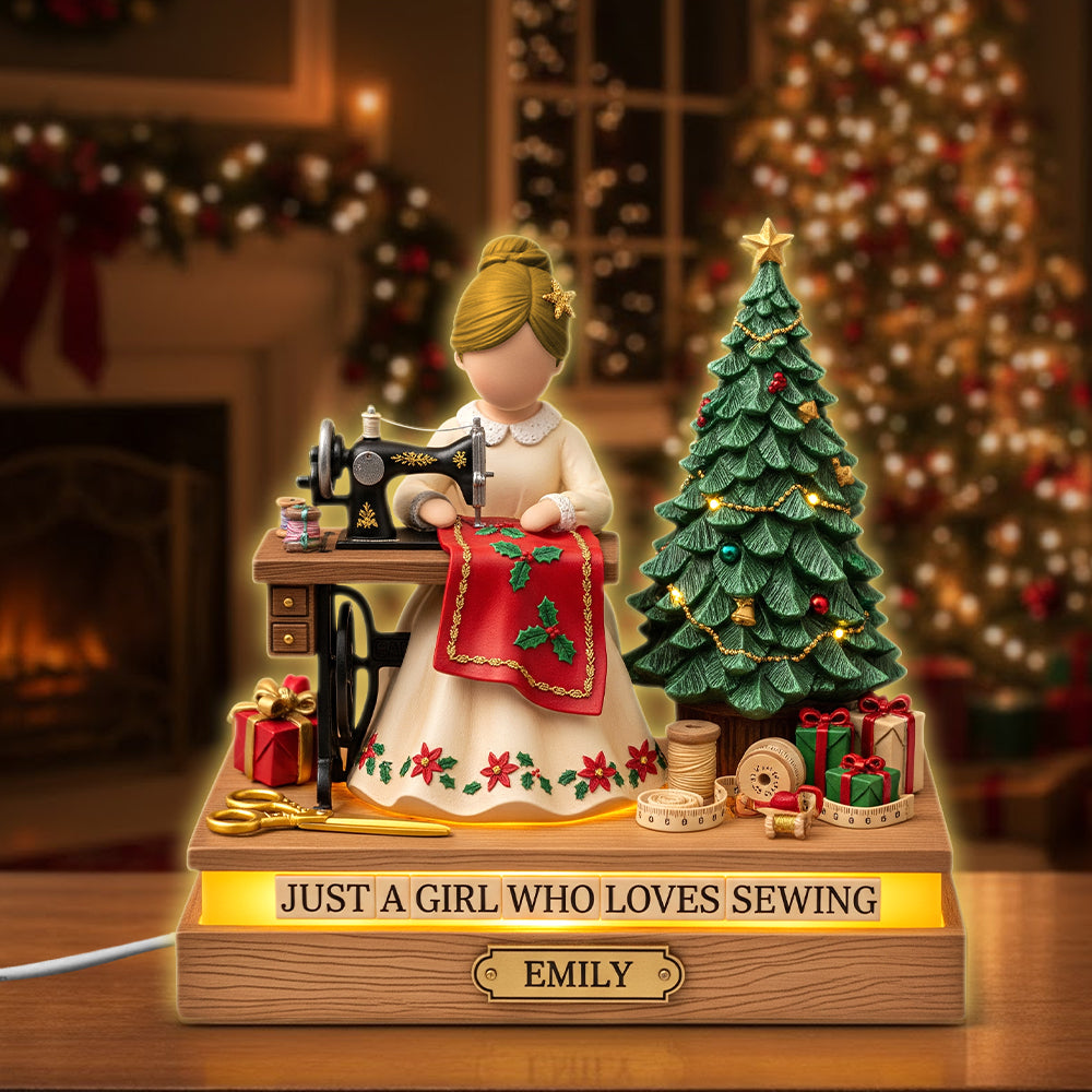 Sewing Girl Acrylic Light Box Personalized Gifts For Sewing Lovers 05pgtn051125-Homacus