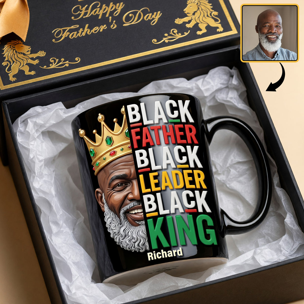 Black Father Black King Coffee Mug - Personalized Gifts For Dads 03HUQN050526-Homacus