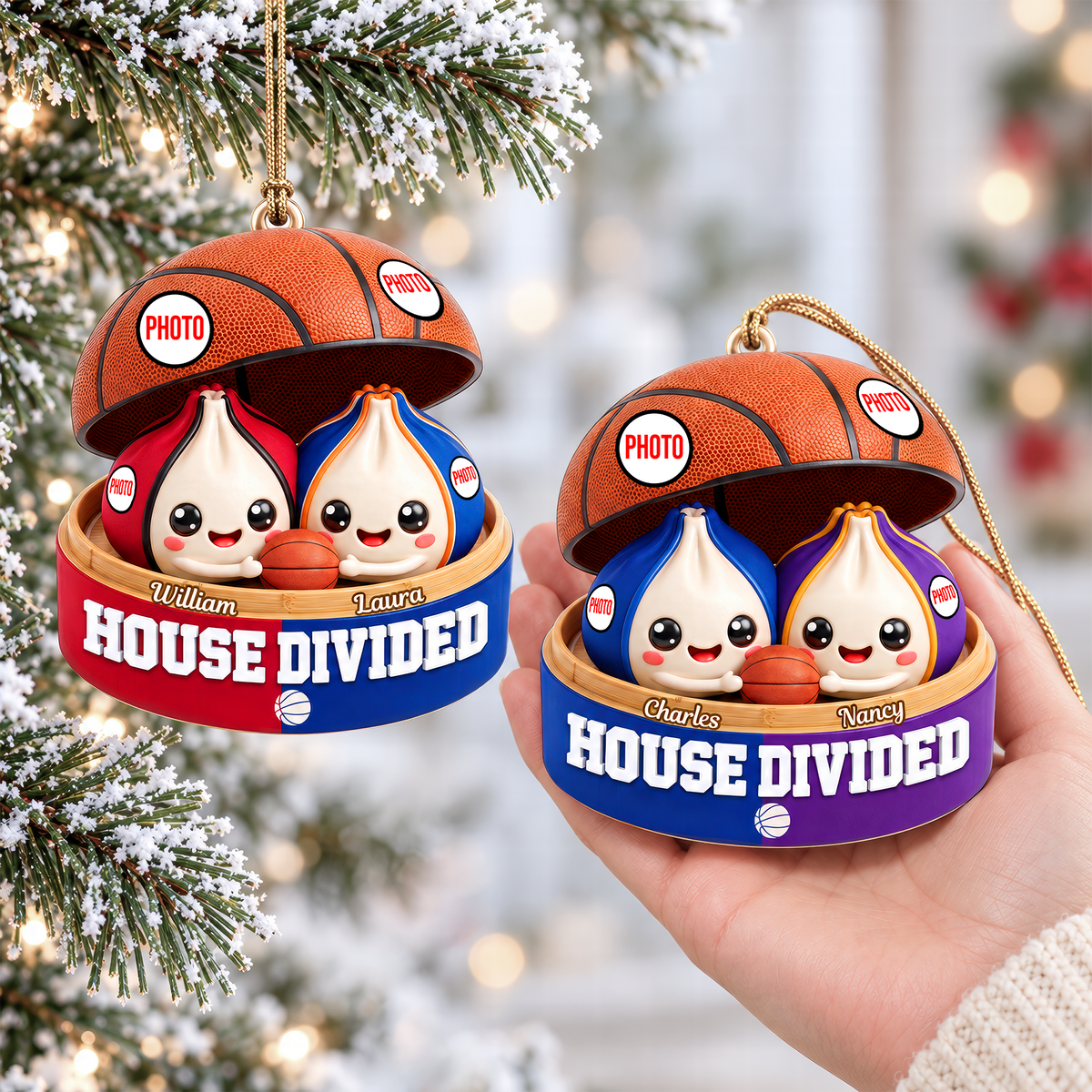 House United Dumpling Couple Ornament - Personalized Gifts For Sport Lover Couple Christmas Ornament 04HUQN131026-Homacus