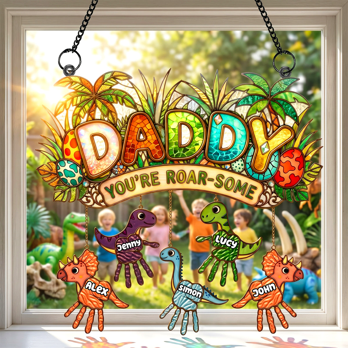 Tiny Roarsome Dino Kids Suncatcher Ornament - Personalized Gifts For Dad 01PADH290426-Homacus
