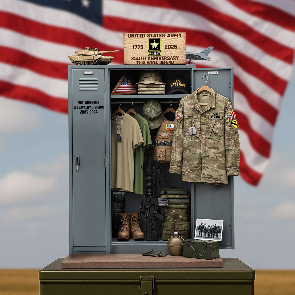 Military 250th Anniversary Personal Locker Plaque - Personalized Gifts For Veteran 05qhtn300625-Homacus