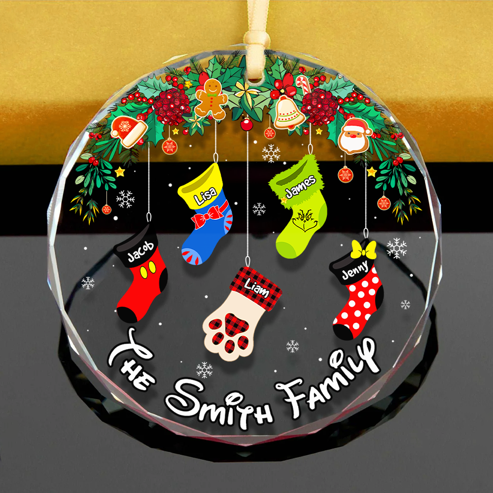 Stocking Family Ornament - Collage Socks - Personalized Gifts For Family-Homacus