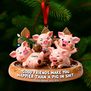 Happy Silly Pig Friends Ornament - Personalized Gifts For Friends 01QHLU231125-Homacus