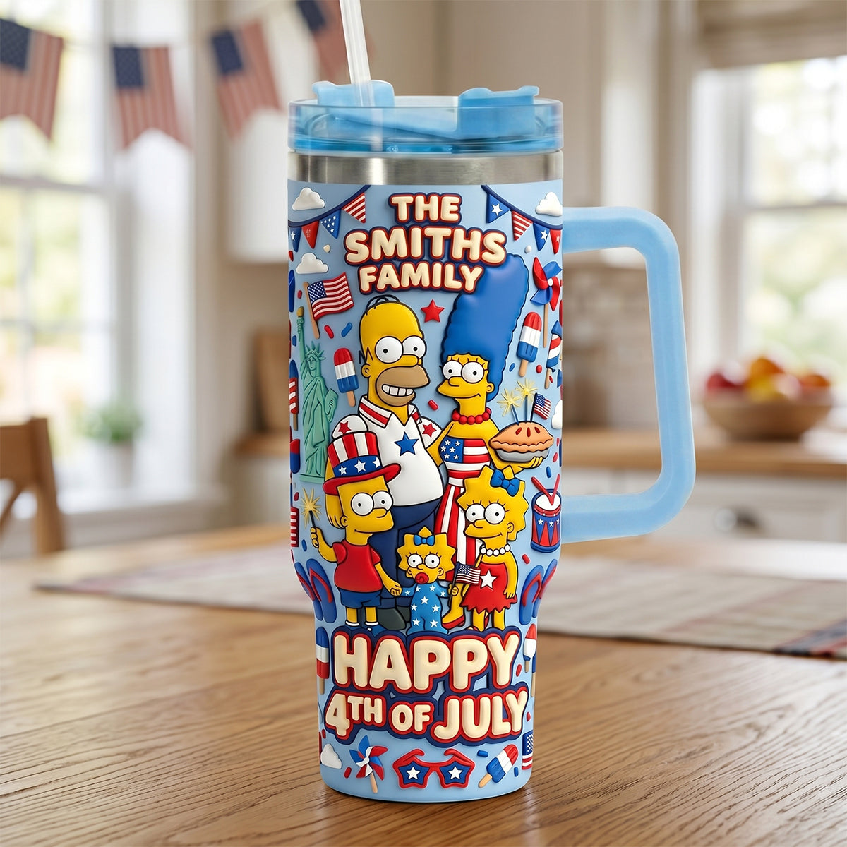 Celebrated 4th Of July Colorful 40oz Tumbler With Handle - Personalized Gifts For Patriots 04patn200626-Homacus