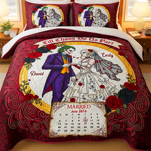 Spooky Married Couple Quilt Bed Set Special Line - Personalized Gift For Couple 04NAPU110725-Homacus