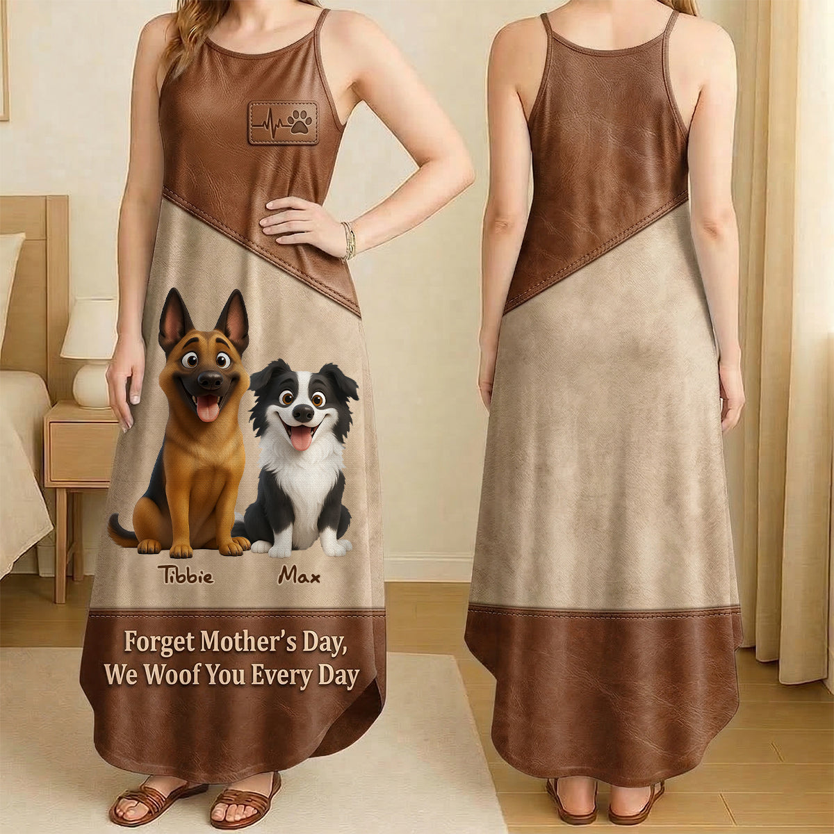 Dog Mom Suspender Maxi Dress - Personalized Gifts For Mothers 03natn240326-Homacus