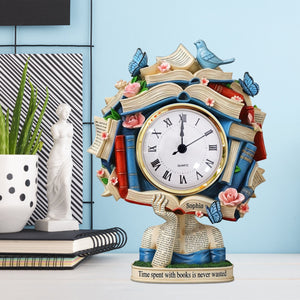 Book Head Girl Desk Clock, Personalized Gifts For Reading Girl 02qhtn030625-Homacus