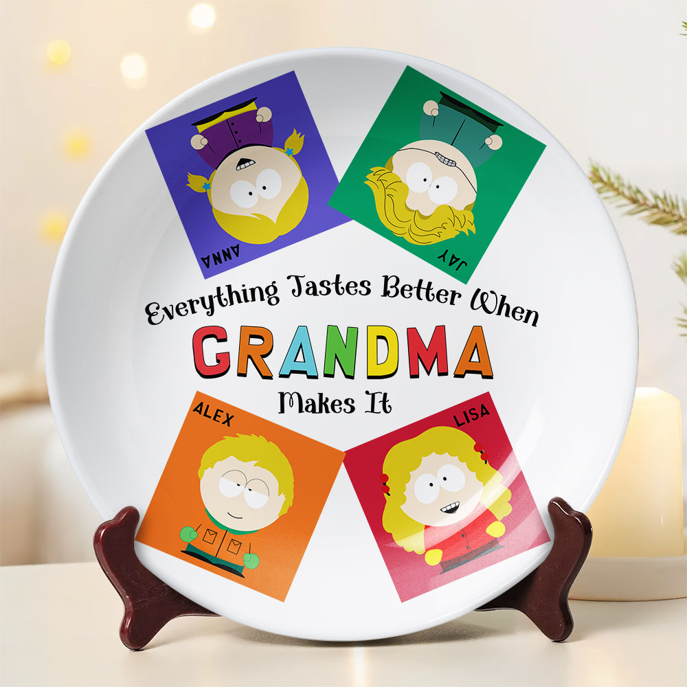 Personalized Gift For Grandma Ceramic Round Plate 01KAMH270325HG-Homacus