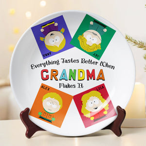 Personalized Gift For Grandma Ceramic Round Plate 01KAMH270325HG-Homacus