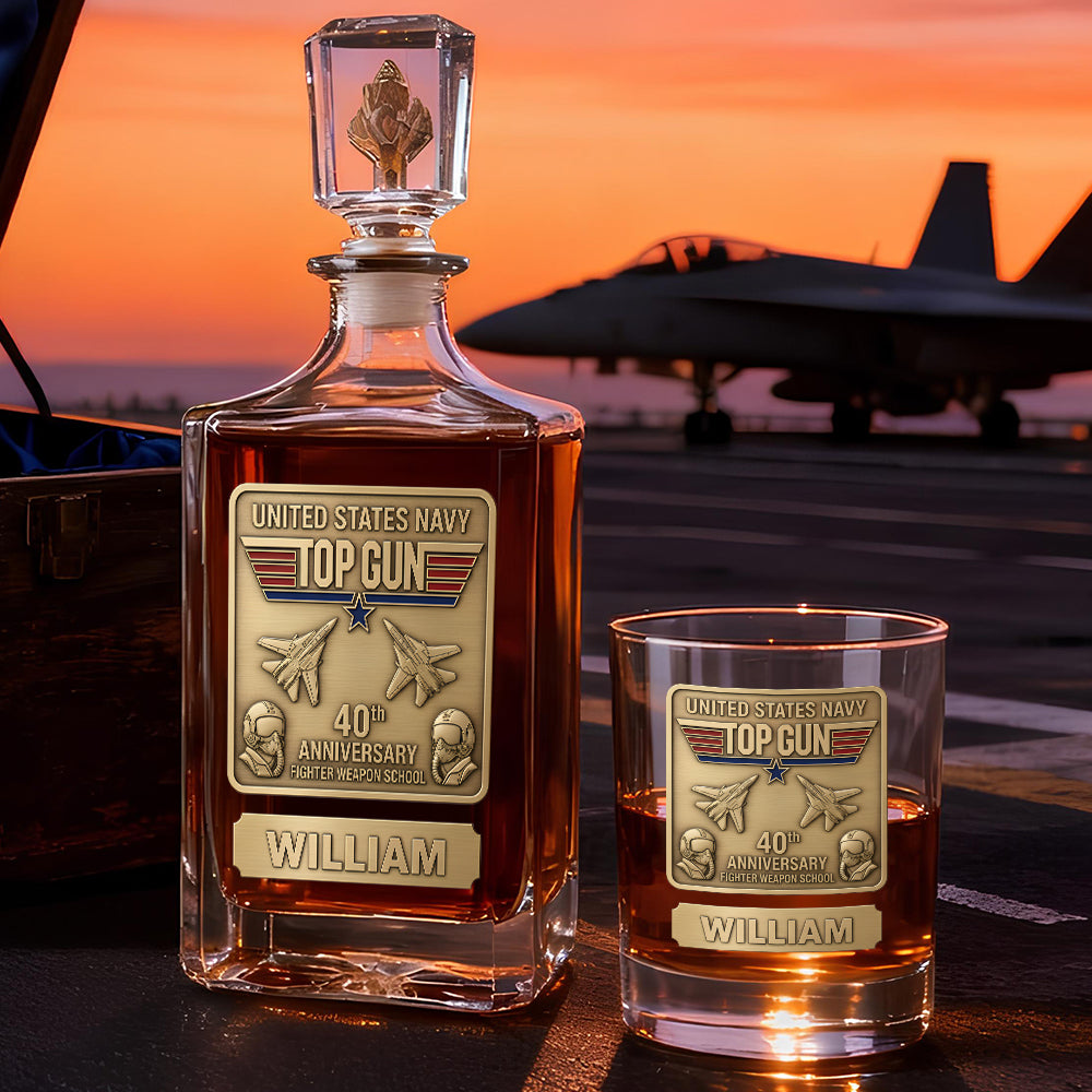 Fighter Aircraft Celebrating 40th Anniversary Decanter Set - Personalized Gifts 03kidt250226-Homacus