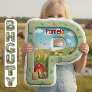 Farm Tractor Initial Letter Custom Shaped Pillow - Personalized Gifts For Kids 05kimg111225-Homacus