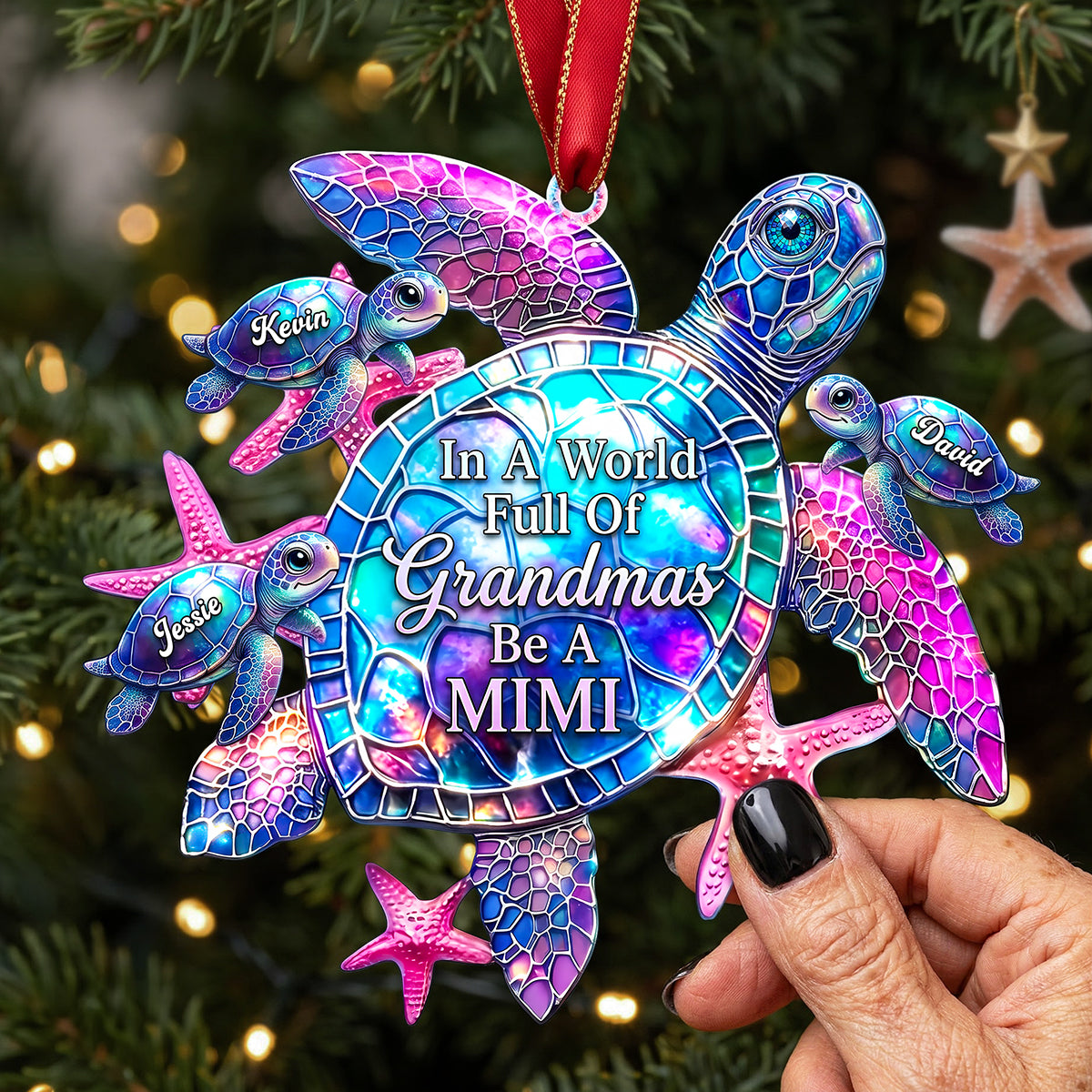 Grandma Turtle Christmas Ornament - Personalized Gifts For Grandma 04huta240826