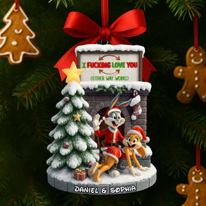 Playful Cartoon Couple Ornament - Personalized Christmas Gifts For Couple 06OHLU280825-Homacus