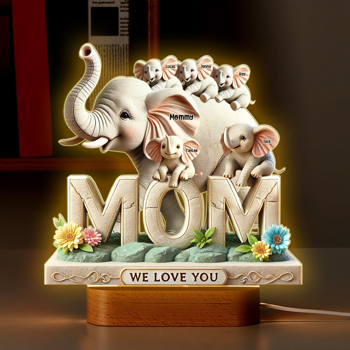 Personalized Christmas Gifts For Mom Elephant LED Light 01hutn170425-Homacus