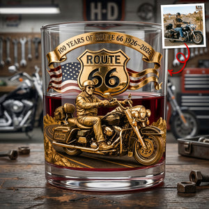 100 Years Of Route 66 Custom Photo Round Glass - Personalized Gifts For Biker 04natn080626-Homacus