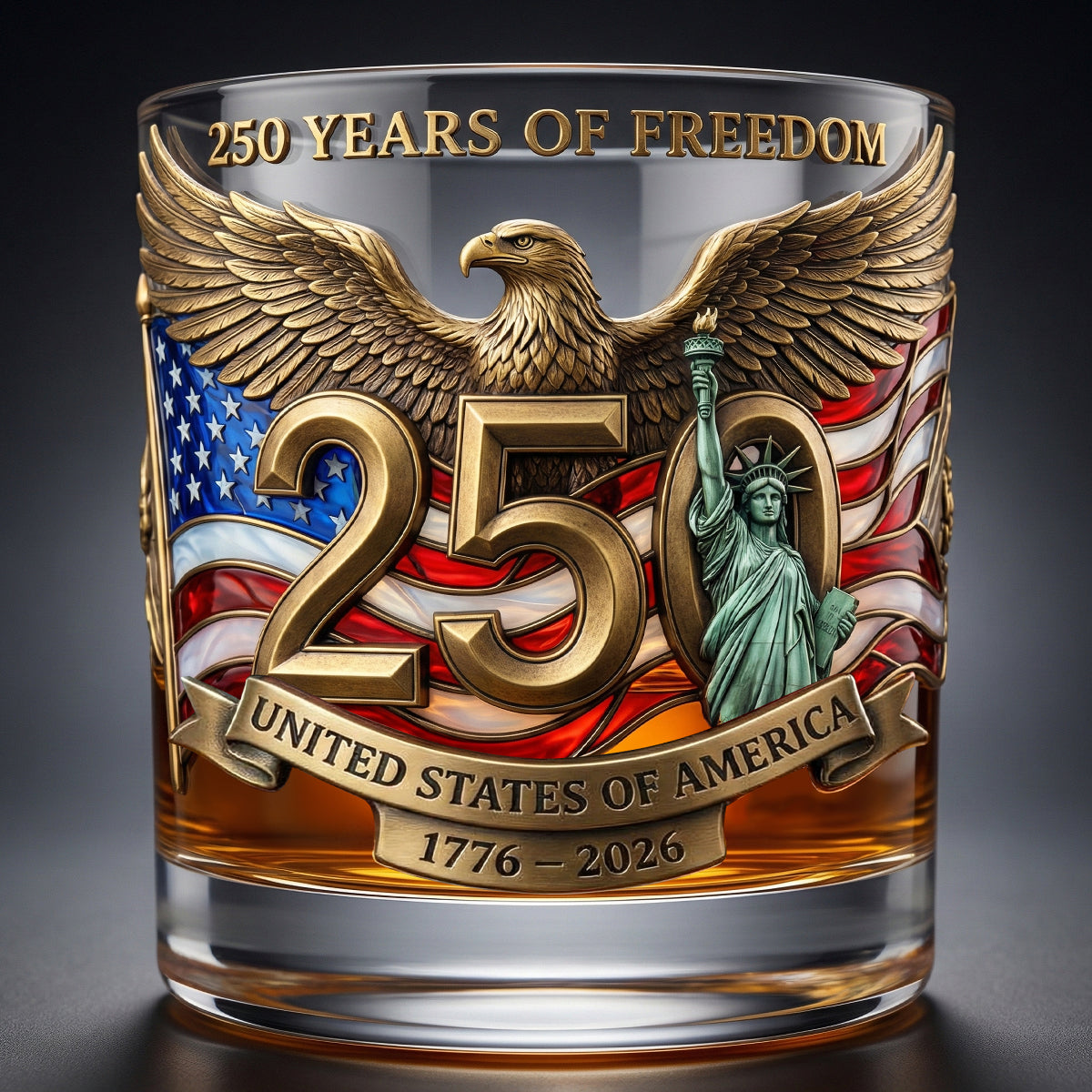 250 Years Of Freedom Anniversary 11oz Round Glass - Personalized Gifts For Patriots 05patn110226-Homacus