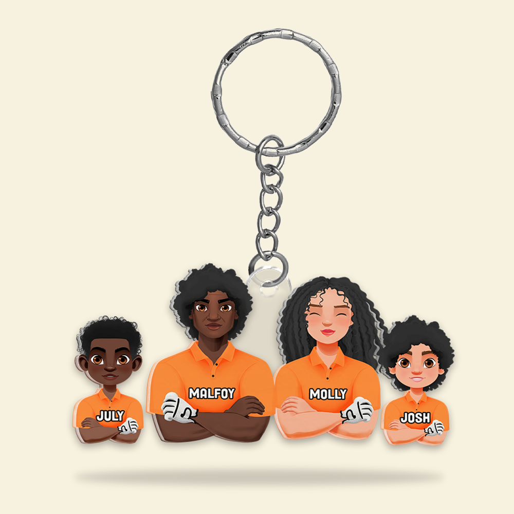 Personalized Gifts For Family Keychain Golf Family 052QHHU200125PA-Homacus