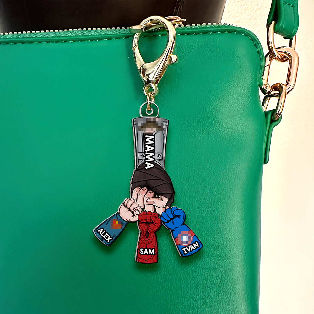 Personalized Gifts For Mom Keychain Superhero Fist Bump 02QHHU080325HA-Homacus