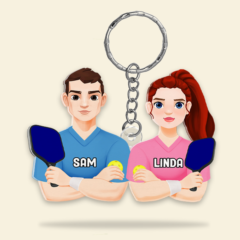 Personalized Gifts For Couple Keychain Pickleball Couple 011QHHU220125PA-Homacus