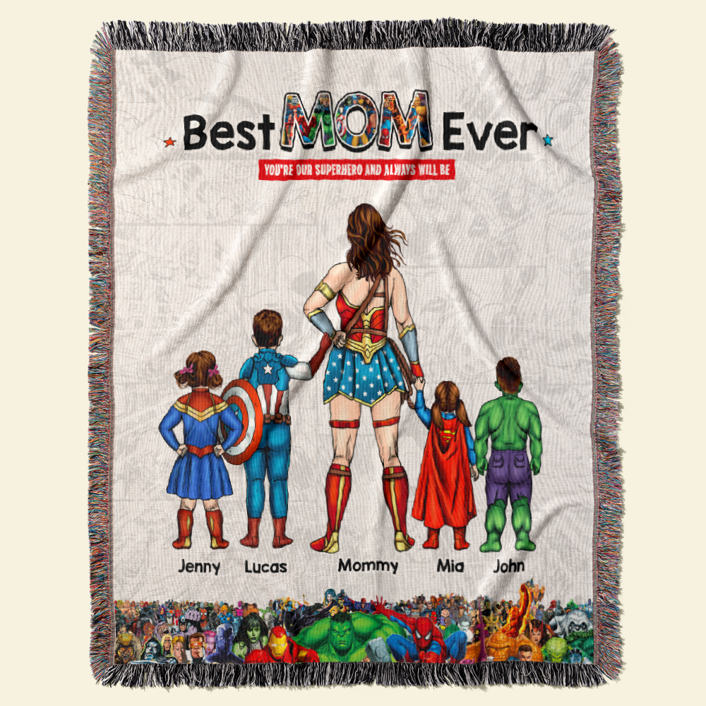 Personalized Gifts For Mom Woven Blanket Mother's Day Best Super Mom Ever-Homacus