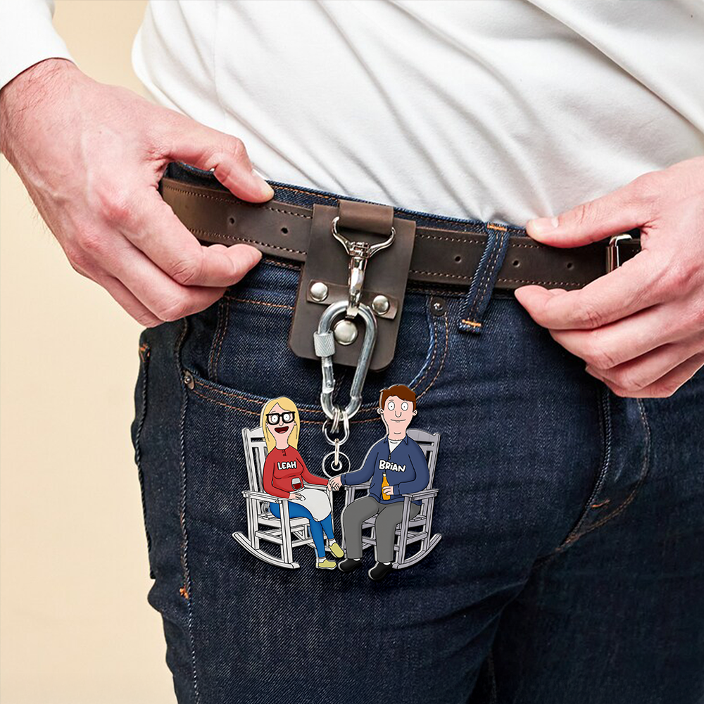 Personalized Gifts For Couple Keychain Cartoon Couple 01QHHU100225PA-Homacus