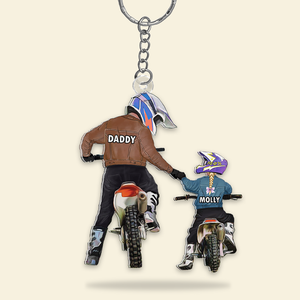 Personalized Gifts For Dad Keychain Motocross Dad And Kid 02QHHU220125TM-Homacus