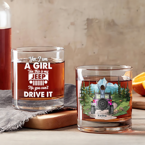 Personalized Gifts For Offroad Car-loving Girl Round Whiskey Glass 01huhu150125 This Is My Car You Can't Drive It-Homacus