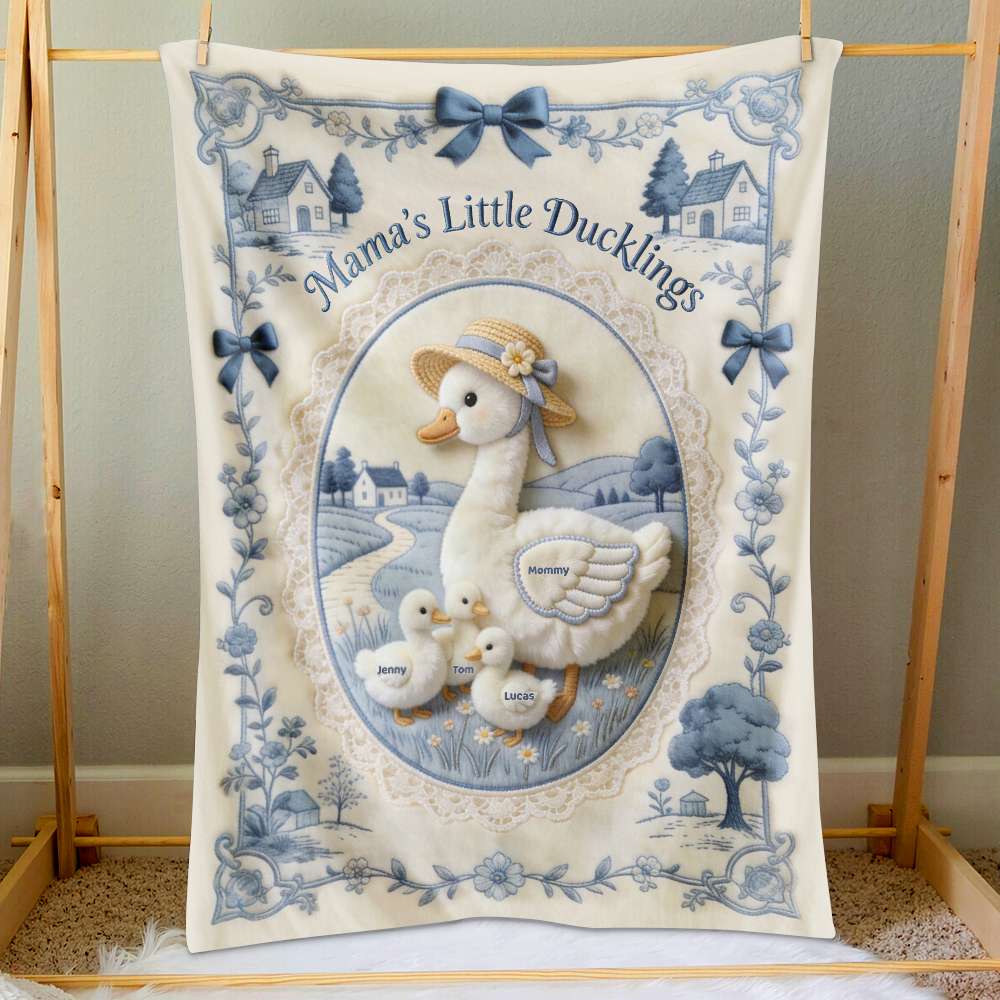 Mama's Little Ducklings Blanket - Personalized Gifts For Mom 03PGTN170326-Homacus
