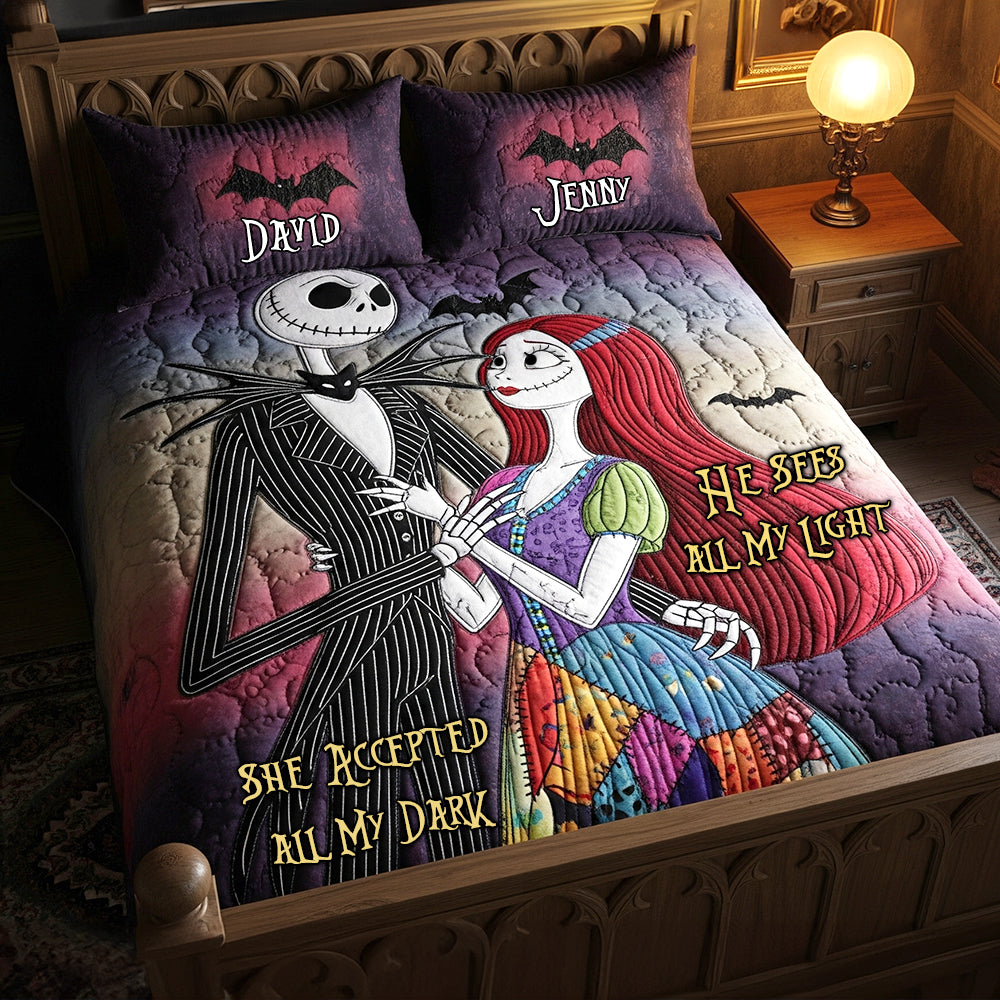 Enthusiastic Halloween Couple Quilt Bed Set, Personalized Gifts For Couple 02qhtn090825-Homacus