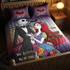 Enthusiastic Halloween Couple Quilt Bed Set, Personalized Gifts For Couple 02qhtn090825-Homacus