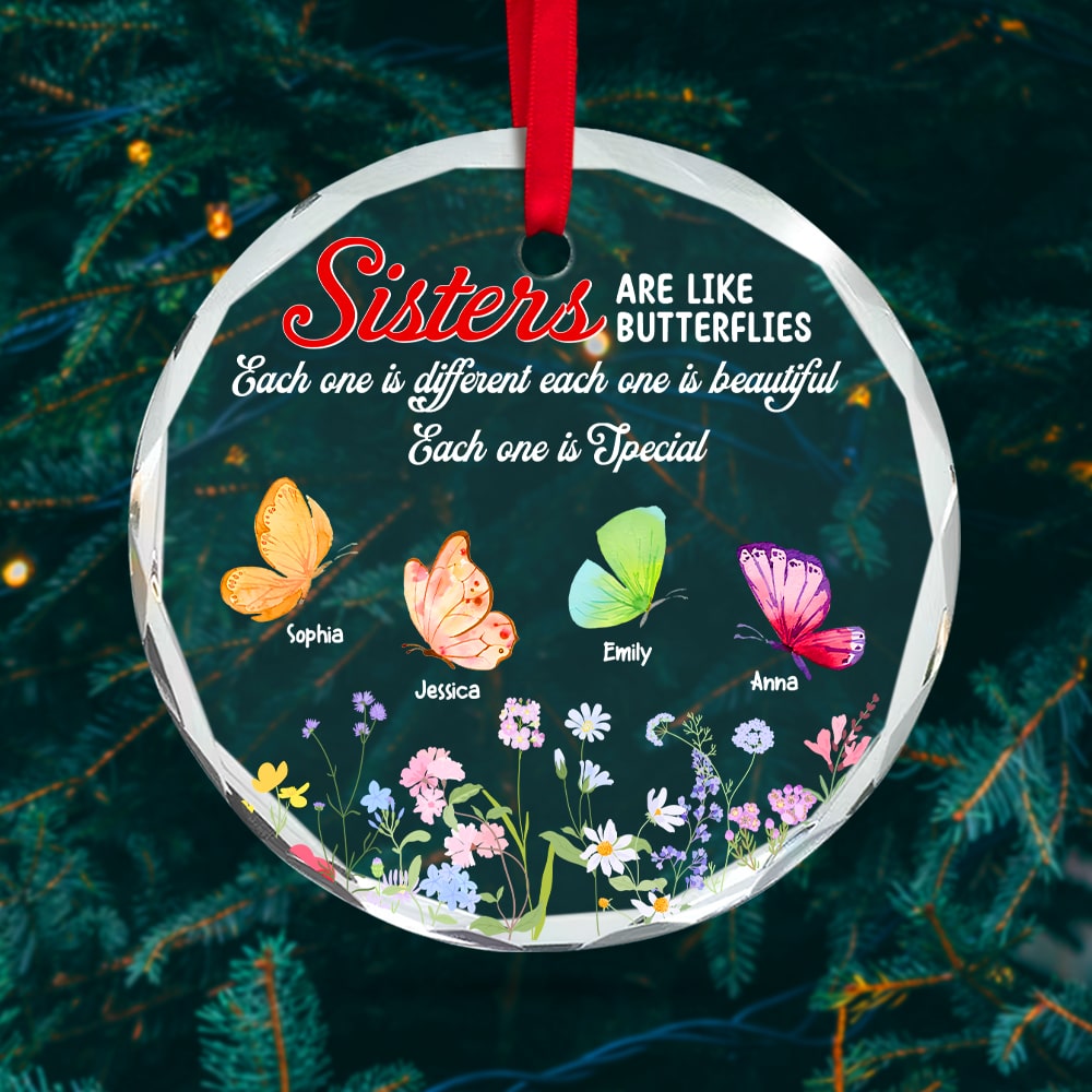 Personalized Gifts For Sisters Christmas Ornament Butterflies Wild Flower 02xqtn261124-Homacus