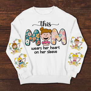 Personalized Gifts For Mom Shirt 05xqtn260325hh This Mom Wears Her Heart On Her Sleeve-Homacus